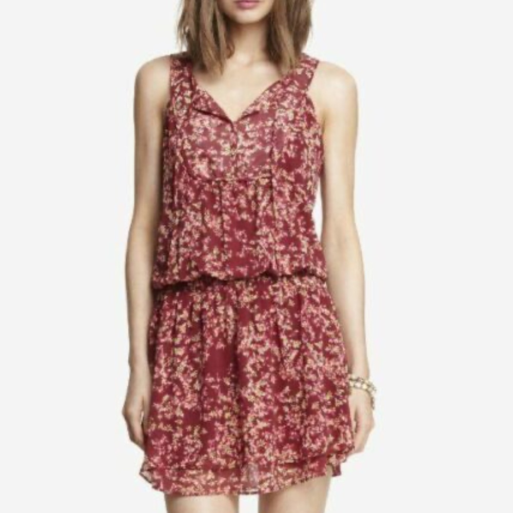 NWT SEXY EXPRESS FLORAL PRINT WOVEN COVER-UP DRESS RED XS CO